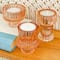 Kate Aspen® Assorted Vintage Ribbed Rose Gold Pink Glass Candlestick Candle Holder Set